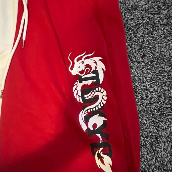 SHEIN White & Red “DRAGONS” Shorts - Picture 2 of 4